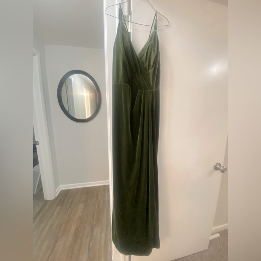 Olive green Velvet B2 Jasmine Dress size 6/8 5’4 hemmed length.